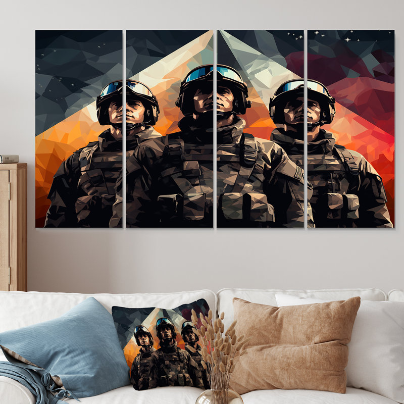 «Precision militaire», ensemble d'art mural 4 pièces, H 28 po x l 48 po