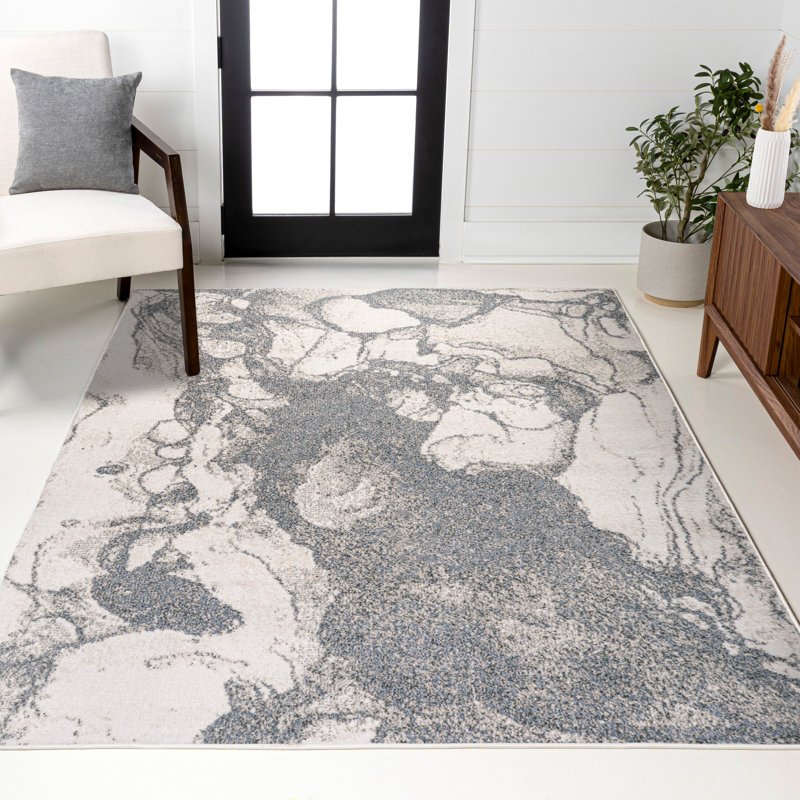 Tapis gris / crème Clodovea Marmo, Rectangle 3 pi 11 po x 6 pi