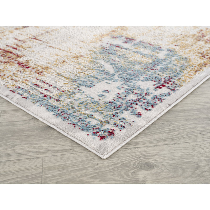 Tapis décoratif abstraite beige/rouge/bleu DeLong, Rectangle 8 pi x 11 pi