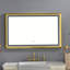 Miroir de salle de bain 48 "x 30" à DEL avec cadre en aluminium, miroir de meuble-lavabo mural, anti-buée, mémoire, 3 couleurs, réglable en continu
