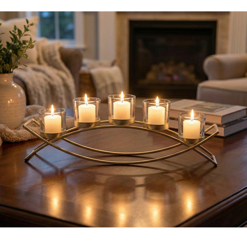 Centre de table en fer Iron, Gold/Clear