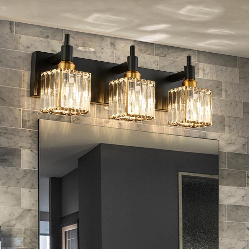 Taevion Dimmable Vanity Light, Matte Black/Gold, 3 Lights