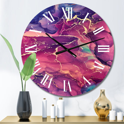 Horloge murale moderne bleue et bourgogne liquide