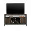 Meuble télé de style industriel avec plateau spacieux, tablettes réglables et rangement dissimulé pour téléviseur de 60 po ou moins, structure en métal durable