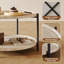 Table basse ronde avec rangement, table basse 36 po en bois naturel avec tablettes ouvertes à 2 niveaux, table de centre de ferme moderne pour le salon