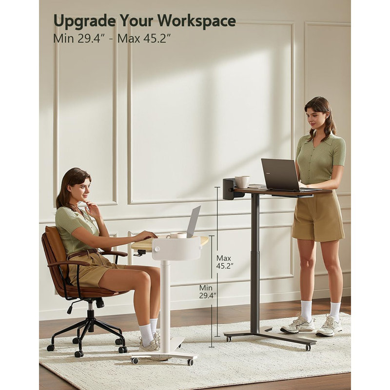 Bureau mobile à hauteur ajustable avec bureau pivotant à 360 °