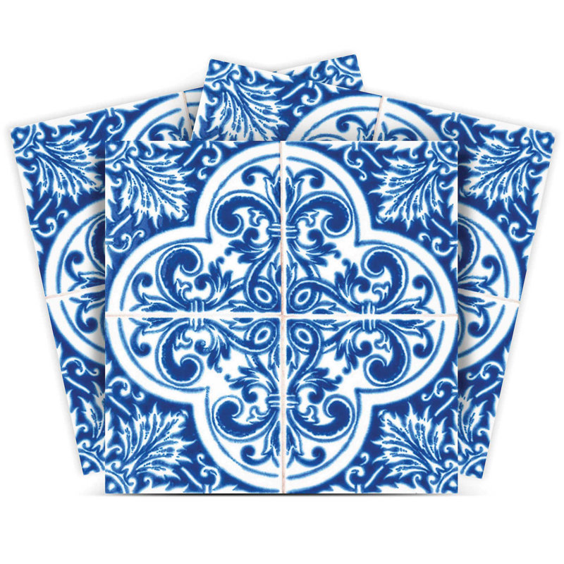 Carreaux à peler et coller croisés bleus et blancs 12 po x 12 po