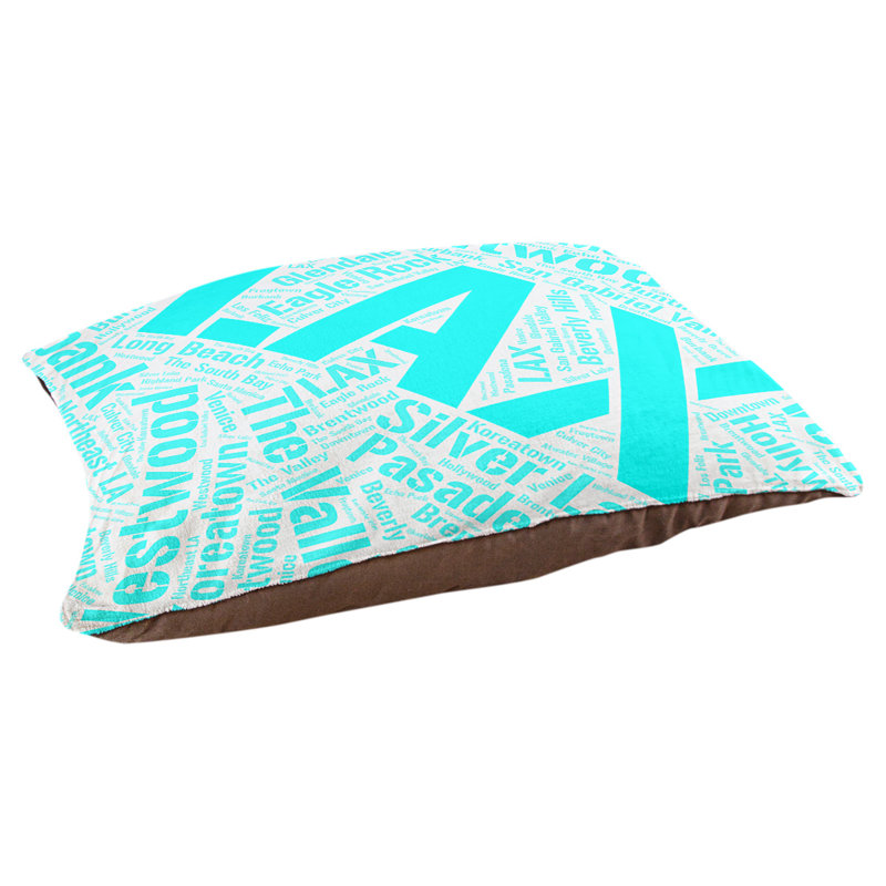 Coussin de chien « districts », Grand (l 40 po x P 30 po x H 14 po), Cyan, Los Angeles
