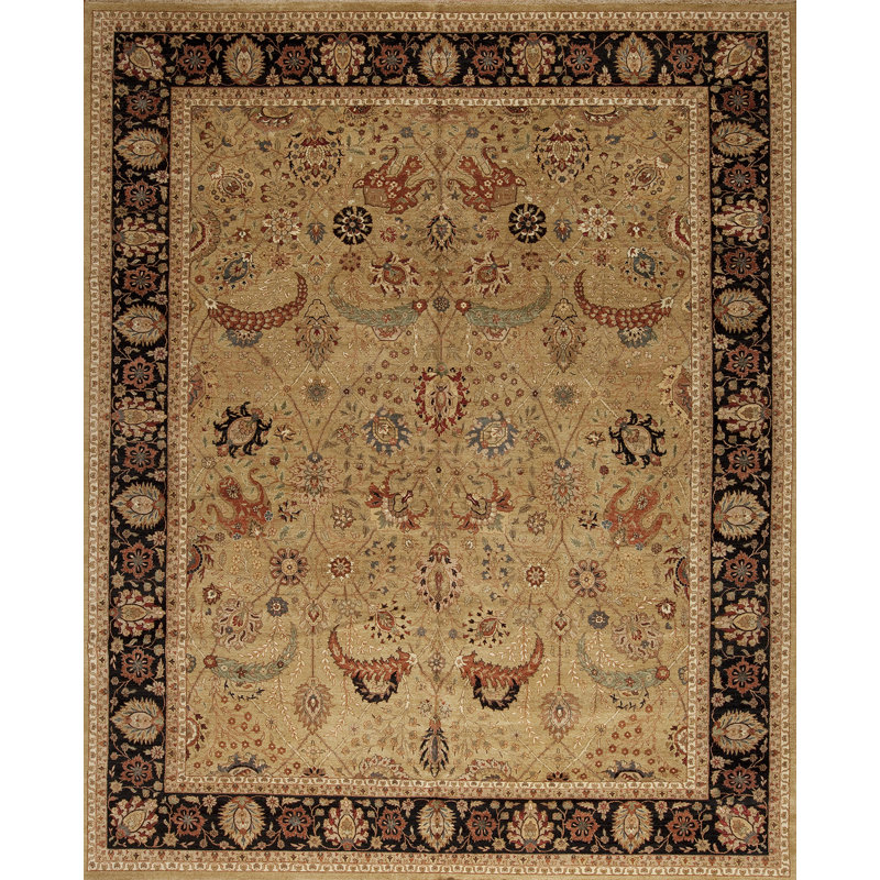 Empire Style Rug Samad Rugs Empire Hand-Knotted Wool Gold/Black Area Rug | Perigold
