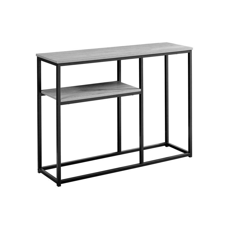 Table d'appoint, console, vestibule, étroit, canapé, salon, chambre à coucher, stratifié gris, métal noir, contemporain, moderne