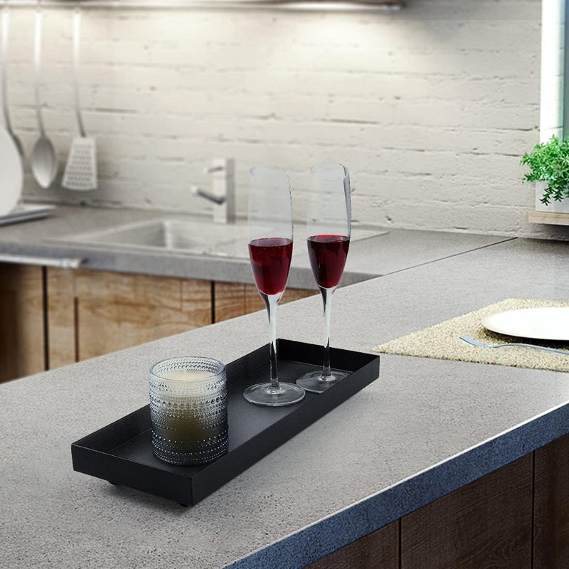 Plateau rectangulaire en métal, plateau décoratif pour porte-bougie, meuble-lavabo, salle de bain, parfum, bijoux et table basse