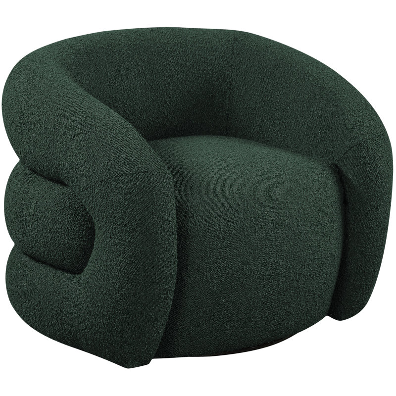 Roxbury Boucle Fabric Swivel Accent Chair, Green Boucle Fabric