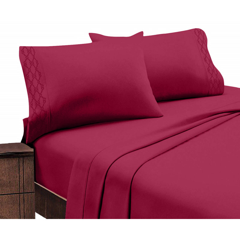 Ensemble de draps Chamberlain London, Bourgogne, Ensemble de draps pour lit double avec drap-housse