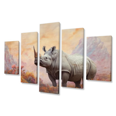 Wild Rhinoceros I - décoration murale animaux - 5 panneaux