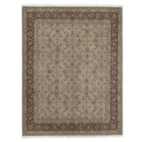 Hand Knotted Wool Area Rug in Beige And Wine