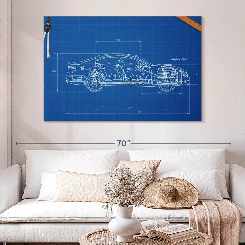 Car Blueprint, 34" H x 51" W