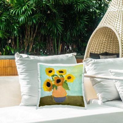Coussin extérieur Ode to Van Gogh Sunflowers, par Pamela Munger