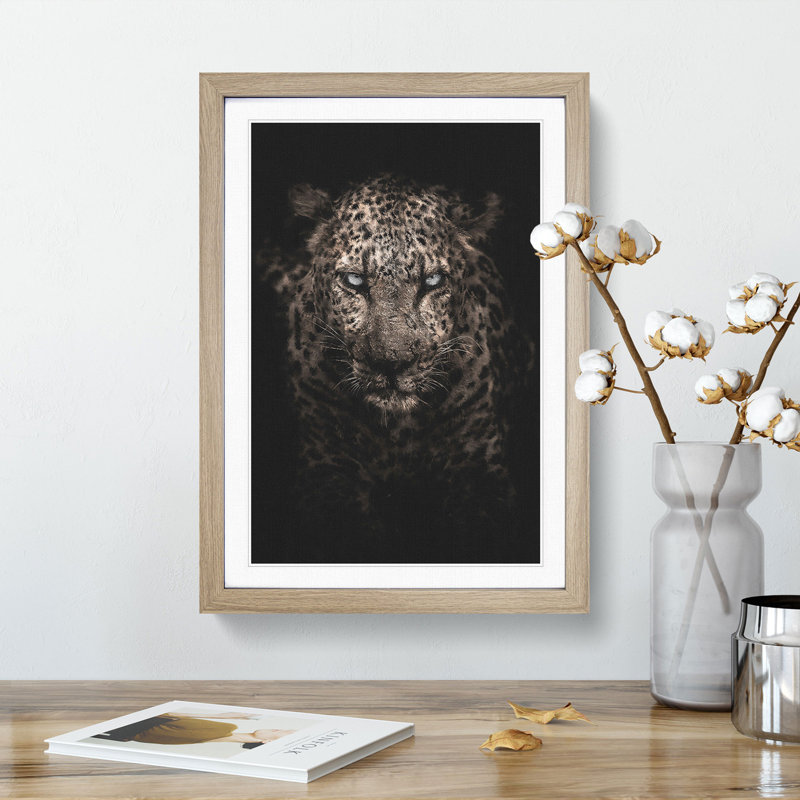 Leopard in the Dark - Framed Print, Oak Framed, 87cm H x 62cm W x 2cm D