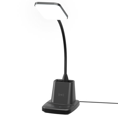 Lampe de bureau, lampes de bureau à DEL pour le bureau personnel, petite lampe de bureau sans fil avec porte-stylo, 3 modes de couleur, à intensité variable, CRI 85, 800LM, lampes d'étude pour dortoir universitaire, adaptateur inclus, noir