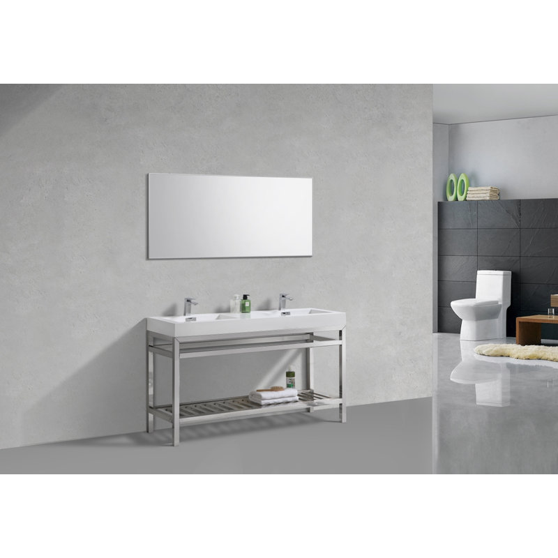 Ensemble de meuble-lavabo double 60 po Halesowen, Chrome