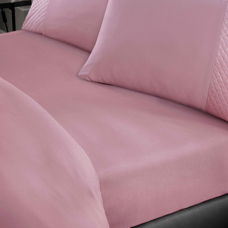 Polyester Solid Colour Duvet Cover Set with Pillowcases, Double Duvet Cover Set + 2 Standard Pillowcases, Dusty Pink