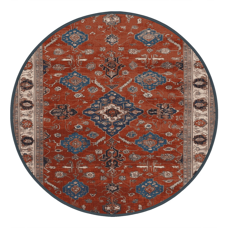 Tapis brun lavable à la machine, Rond 4 pi