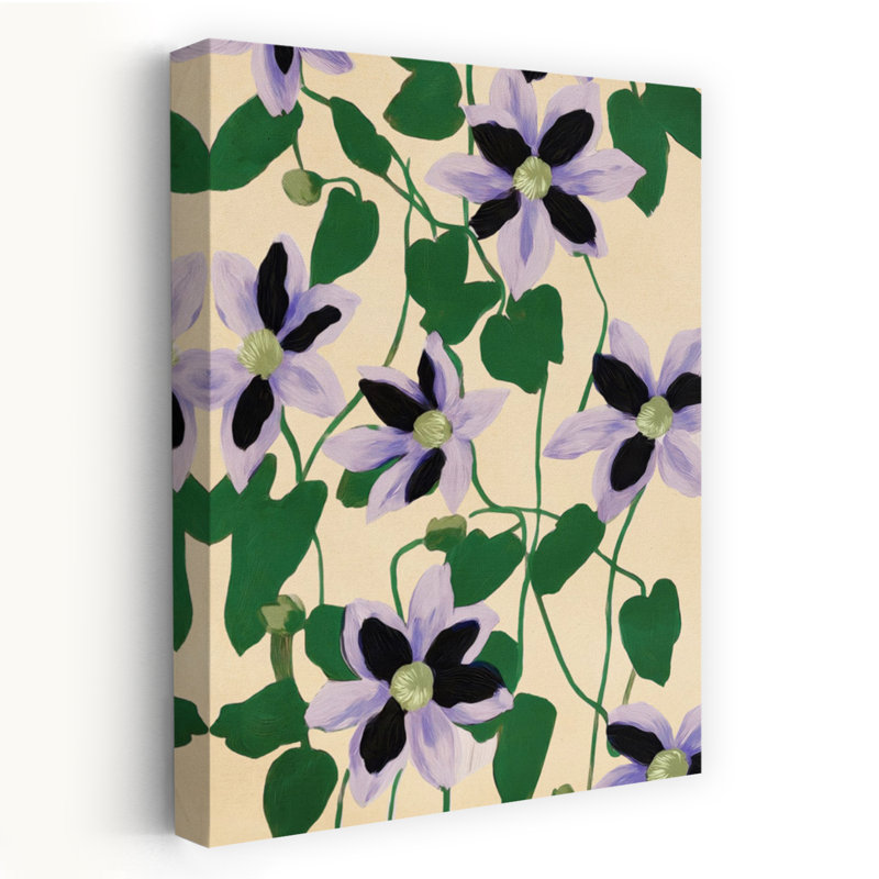 Art floral abstrait mauve, H 36 po x l 24 po