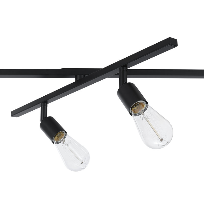 Nina 6-Light Matte Black Double Centre Swivel Track Lighting with Pivoting Track Heads