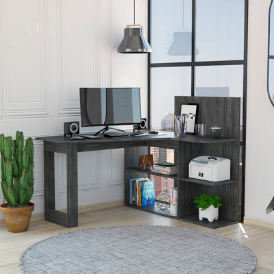 Fairfield L-Shaped Computer Desk With Ample Storage And Smokey Oak Finish For Enhanced Productivity And Space Efficiency
