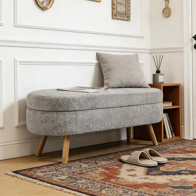 Banc de rangement repose-pieds ovale, Gris