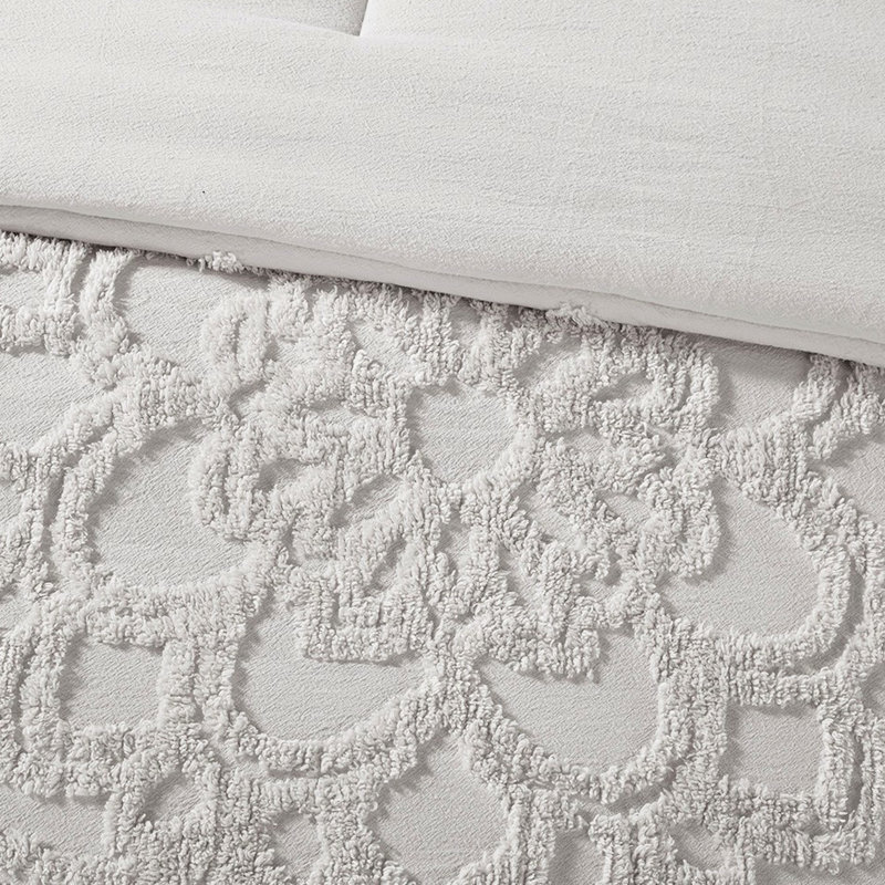 Édredon gris en médaillon en coton gris très tendance