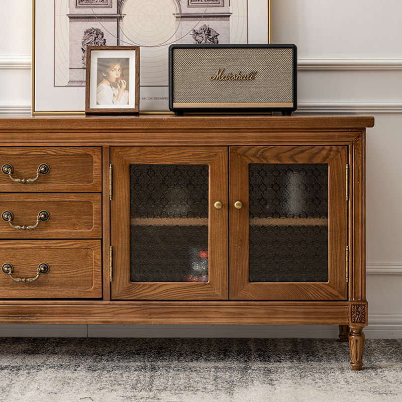 Meuble télé de style américain avec rangement rétro, H 25,98 po x L 70,87 po x l 17,72 po