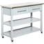 Îlot de cuisine roulant avec rangement, plateau en acier inoxydable, 2 tablettes, tiroirs, gris, pour une organisation efficace