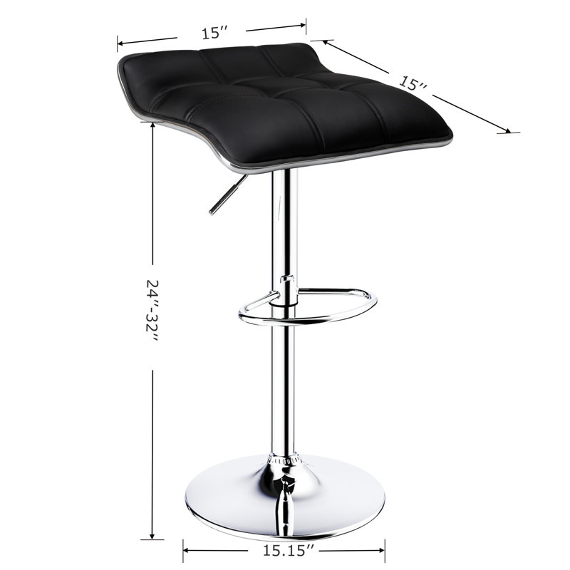 Tabouret de bar réglable à hauteur variable, Noir