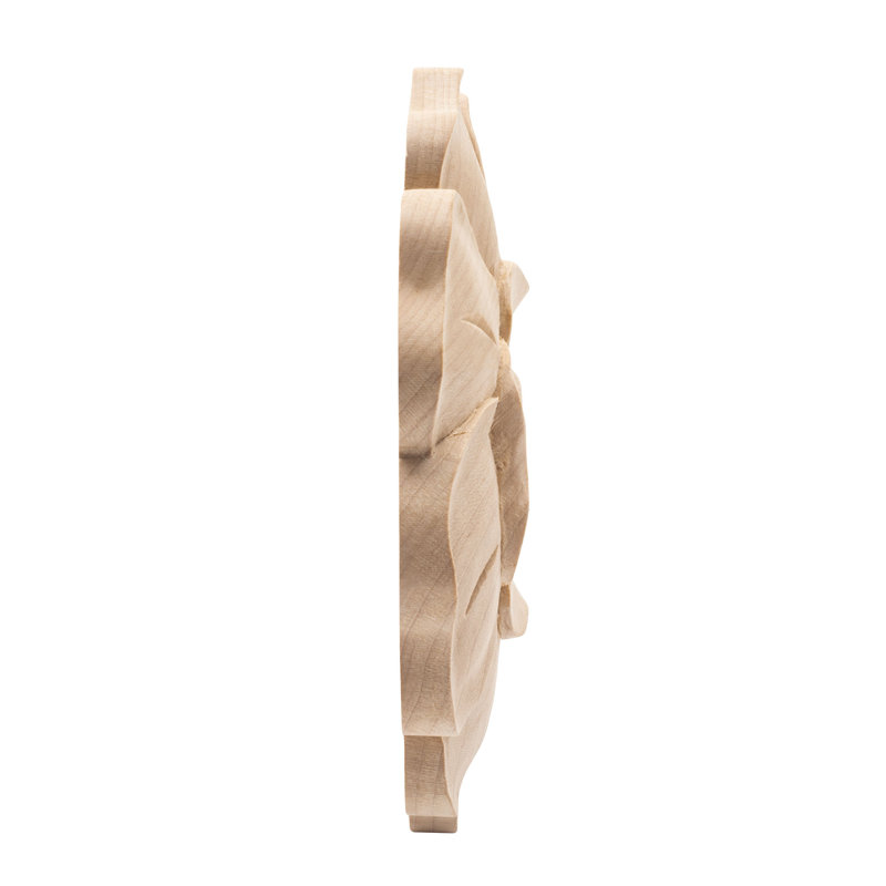 6-1/2 in x 1 in Unfinished X-Large Hand Carved Solid Hard Maple Wood Onlay Rose Wood Applique