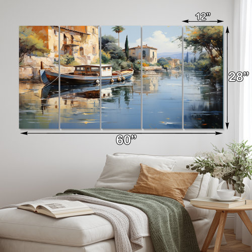 DesignArt Beige Canal Impressionistic Canal Loose - Canals Metal Wall ...