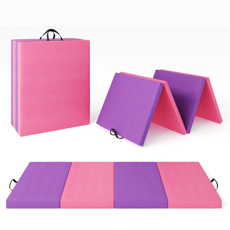 Tapis de gymnastique pliable, tapis d'exercice épais à 4 panneaux, coussin de culbute portatif pour le yoga, arts martiaux