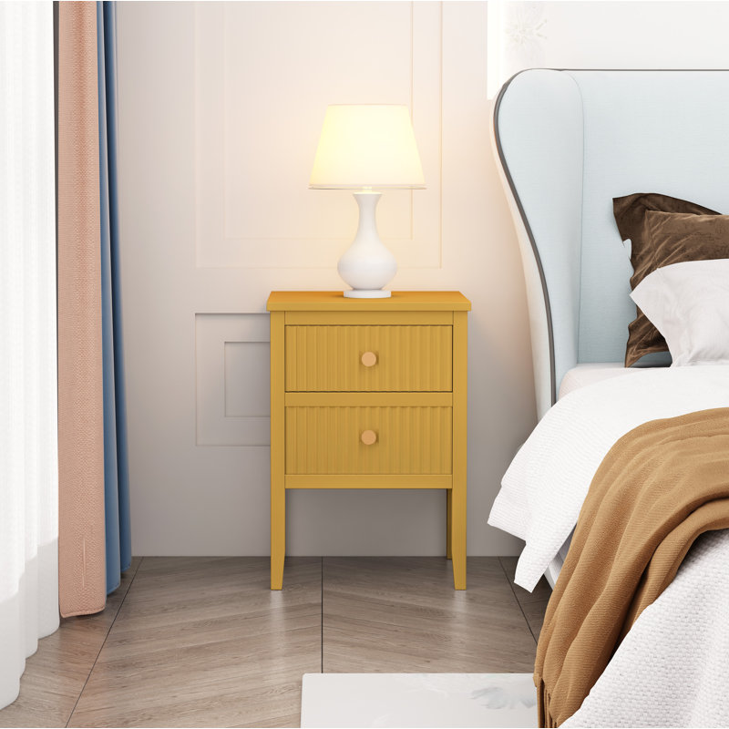 Amiere 42cm W Bedside Table, Mustard