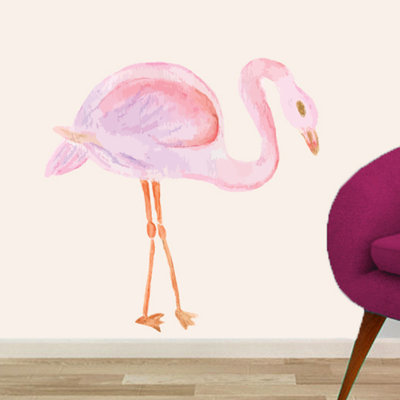 Décalcomanie murale imprimée aquarelle flamant rose