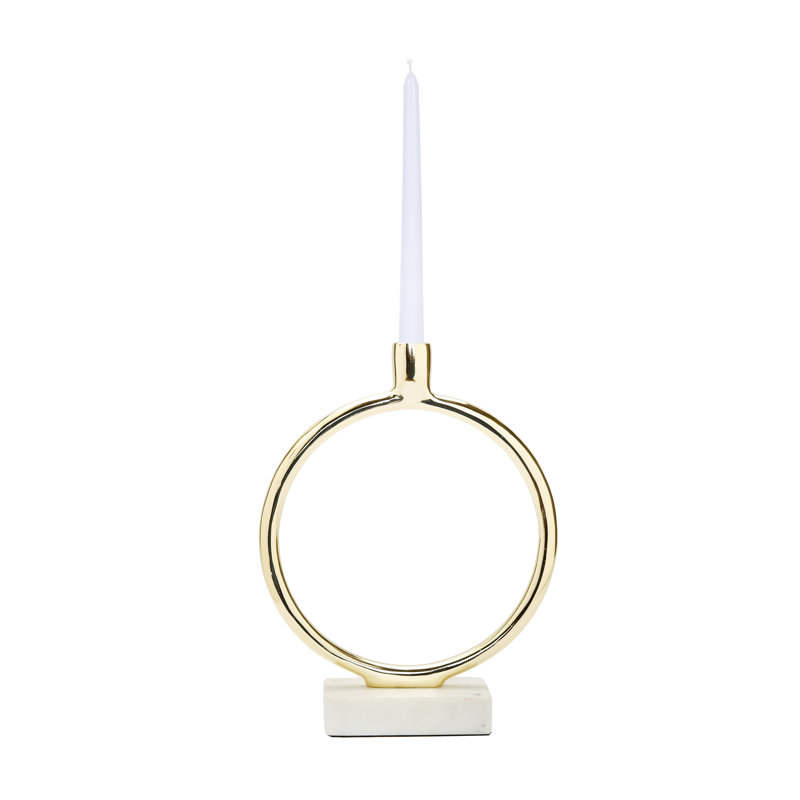 Metal Tabletop Candlestick, 11.75" H x 3" W x 10" D