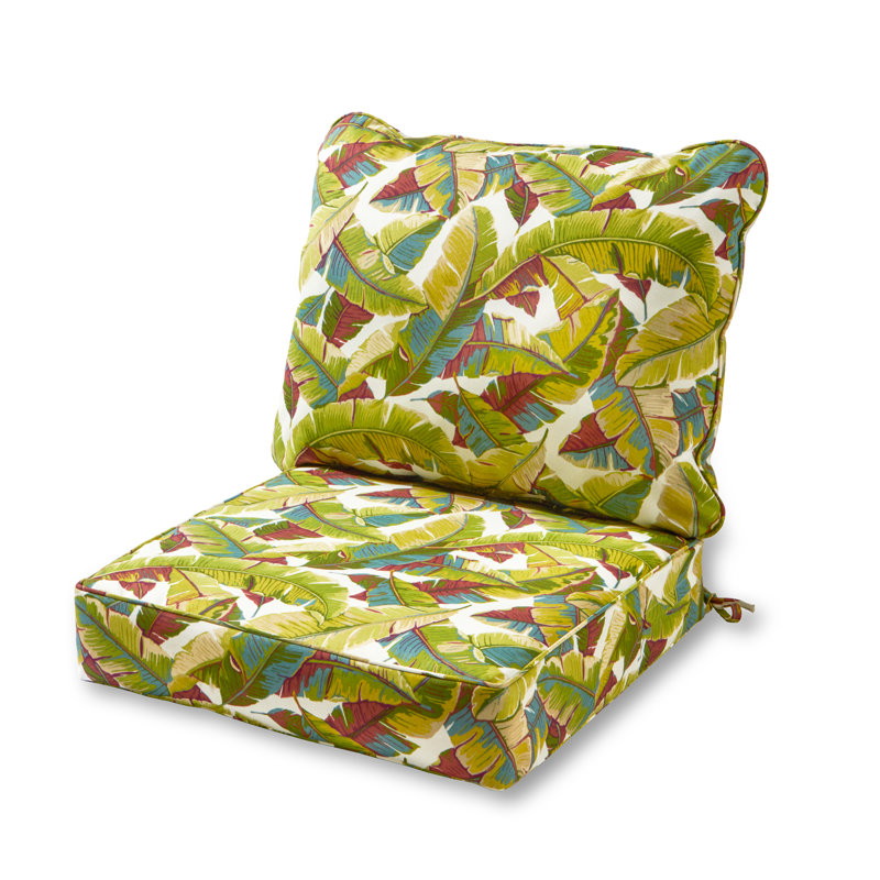 Coussin de siège pour chaise d'extérieur Lester, Feuilles de palmier multicolores