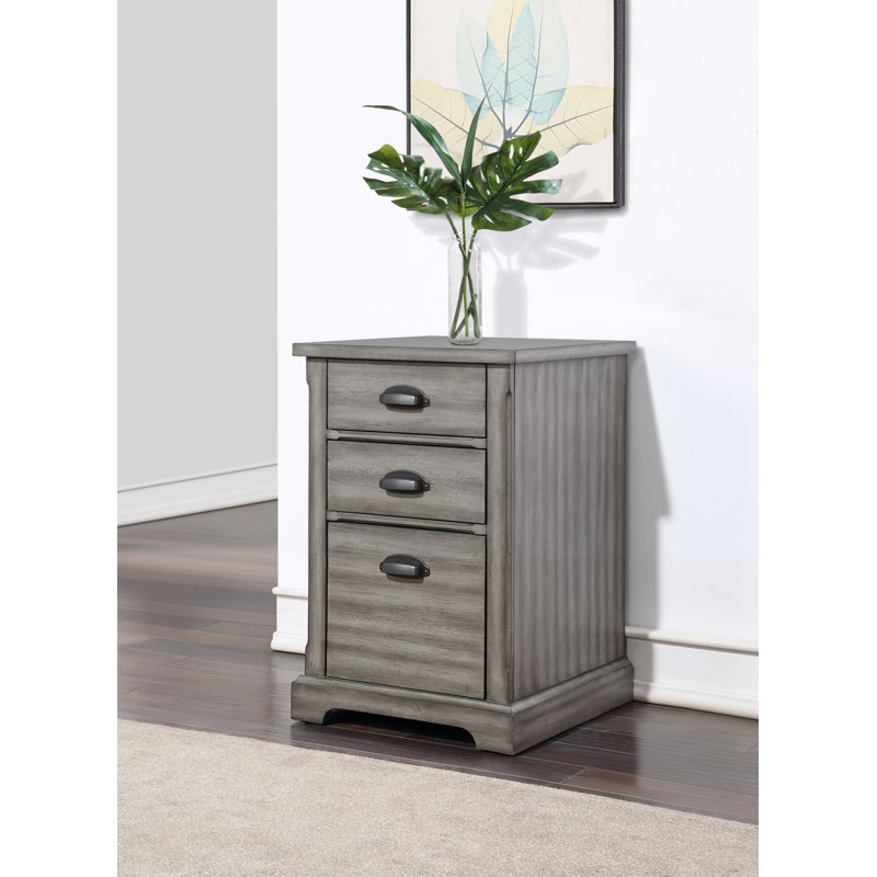 Classeur en bois à trois tiroirs Traditional, armoire de rangement, gris