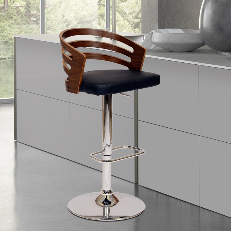 Swivel Upholstered Adjustable Height Counter Stool, Black