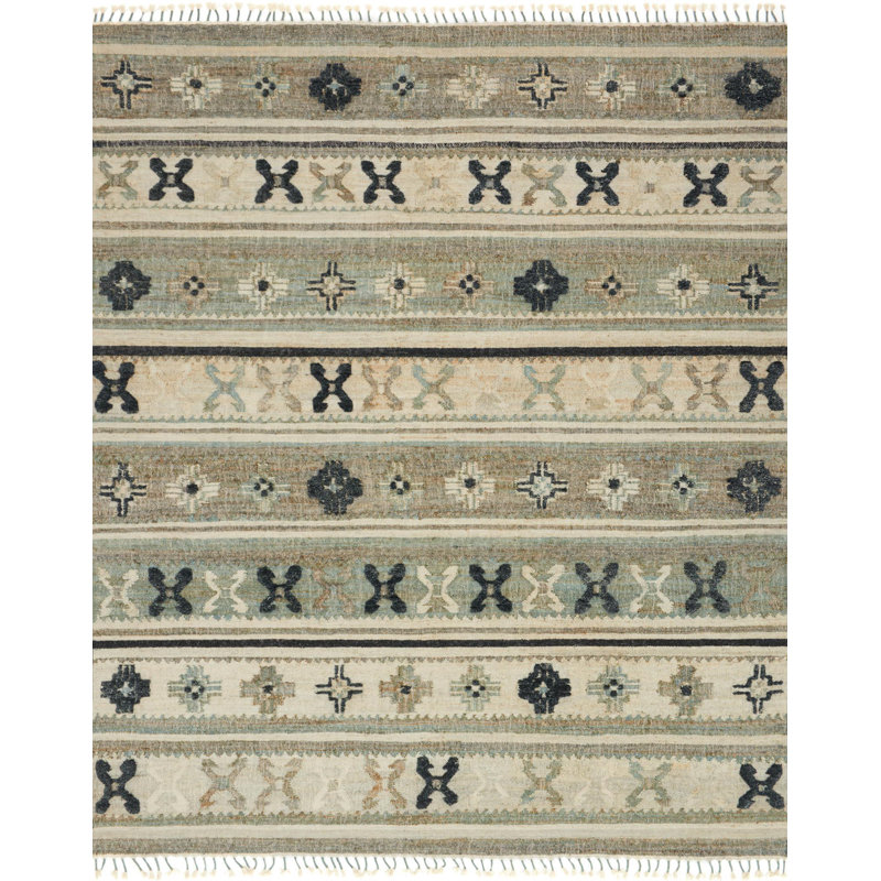 Tapis beige noué à la main Bentonville, Rectangle 7 pi 9 po x 9 pi 9 po