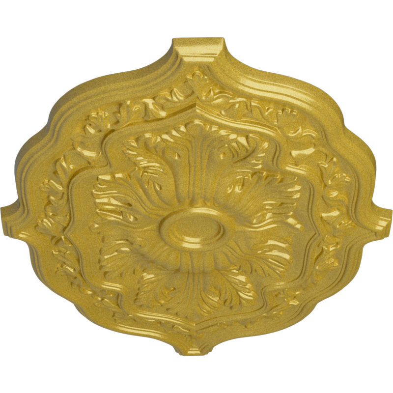 Médaillon de plafond Endurathane Pesaro, l 36 po x H 26 po x P 1 1/2 po, finition or riche peinte à la main, Doré intense