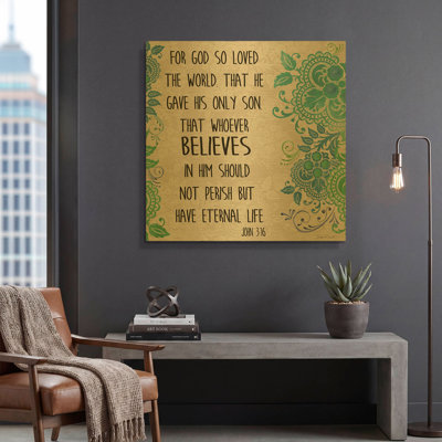 'Paisley Bible Verse A' By Jean Plout Gold Metal Wall Art, 36" x 36"