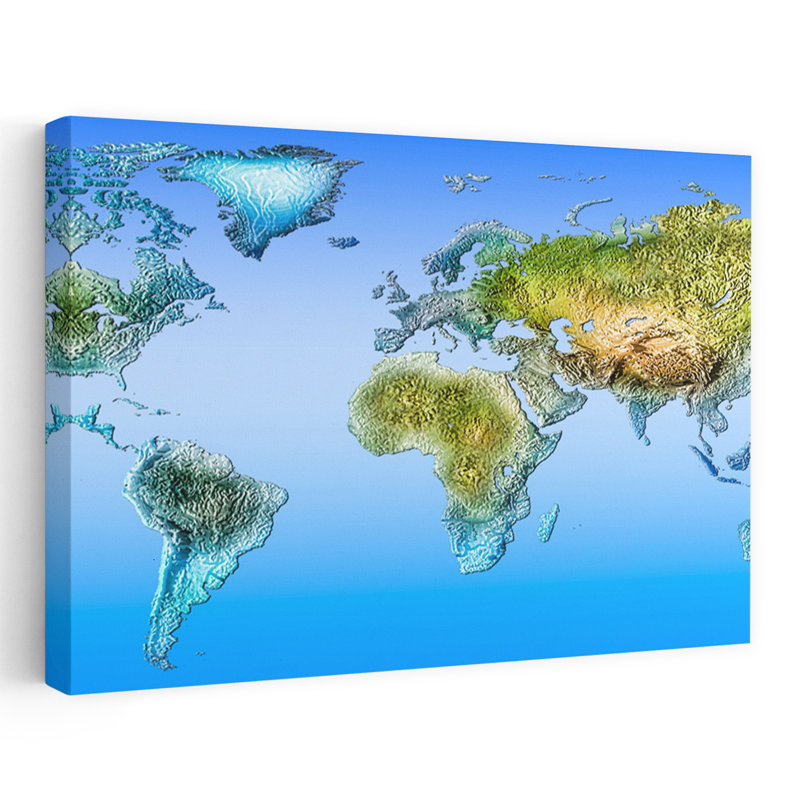 Gros plan sur une carte du monde abstraite, art contemporain, H 32 po x l 48 po