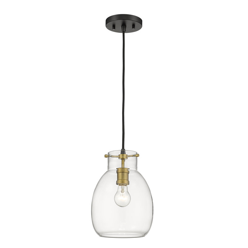 Luminaire à pot simple 1 lumières ArAgon, H 11,5 po x l 8 po x P 8 po, Laiton vieilli