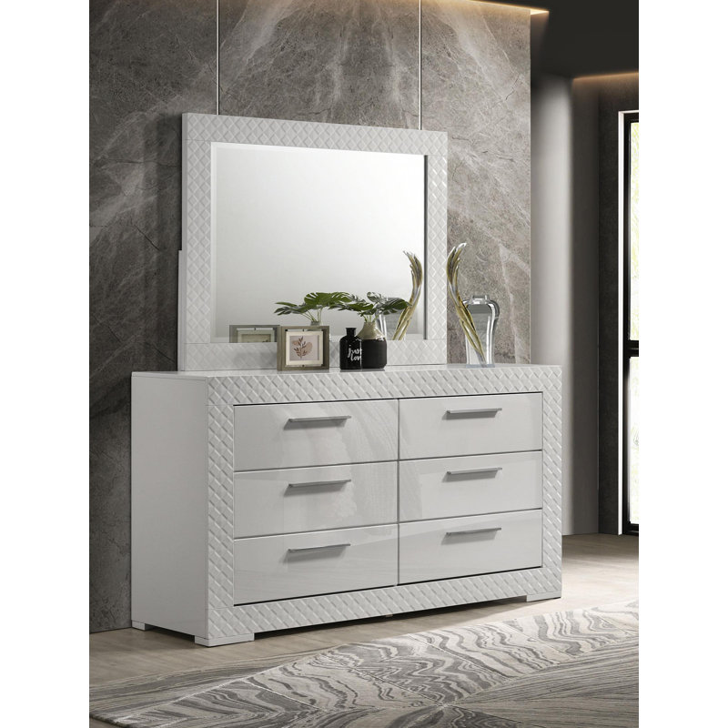 Dresser Mirror White High Gloss