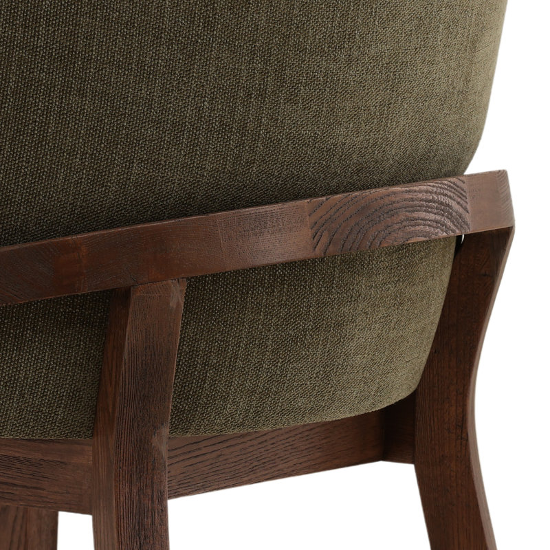 Jacquelyn Elm Upholstered Dining Chair, Off-white, Brown, Forest
